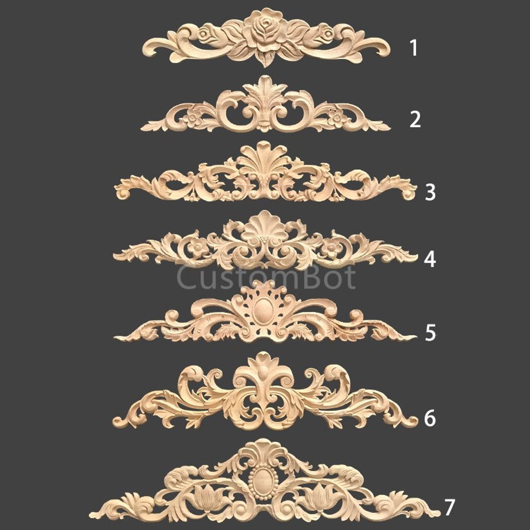 20cm to 100cm Unpainted Wood Carved Applique Onlay, 1pc, Home Wall