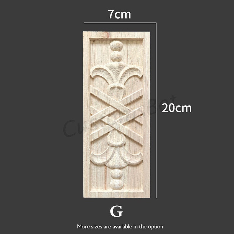 Rectangle Carved Wood Appliques for interior, Back Flat, 1pc, Shabby Chic FURNITURE APPLIQUES, Fireplace Corbel Brackets Decals, MD091 image 10