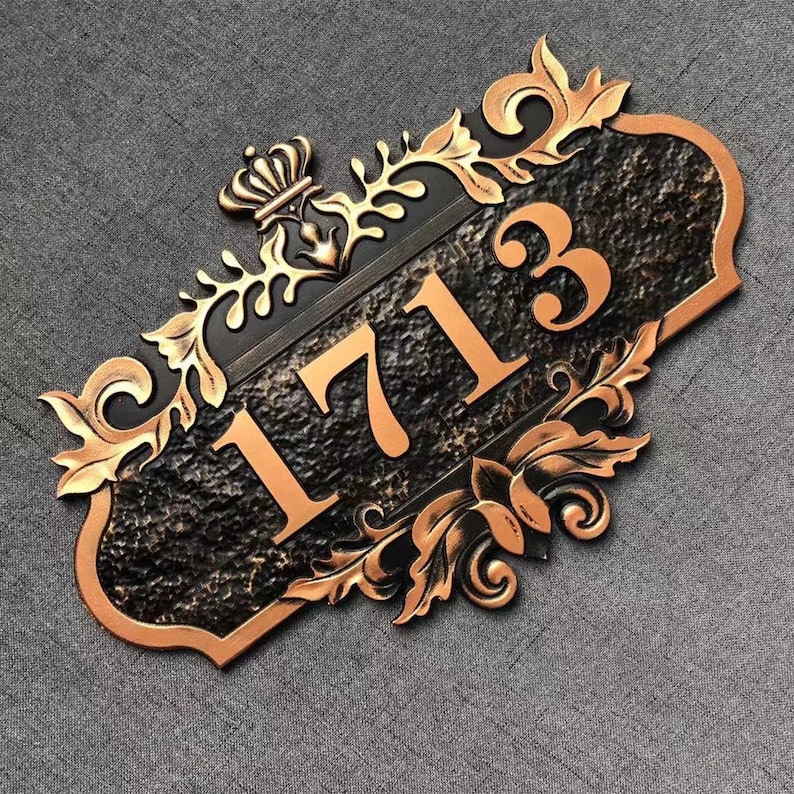 Personalized Embossed House Sign Door Number, Acrylic Material, Antique Bronze Sprayed, Custom Any Words, Home Address Plaque, ME001 image 5