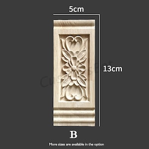 Rectangle Carved Wood Appliques for interior, Back Flat, 1pc, Shabby Chic FURNITURE APPLIQUES, Fireplace Corbel Brackets Decals, MD091 image 6