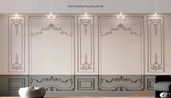 Unlackierte Wandflora-Zierleiste im französischen Stil,  Wandtafel-Tafelrahmen, maßgefertigte Verkleidung, RZ001D - .de