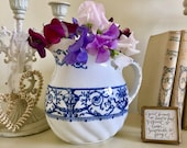 Antique Royal Doulton Jug, Blue and White Jug, Antique Pitcher, Flower Vase, Rare, Antique Collectibles, Vintage Home Decor,