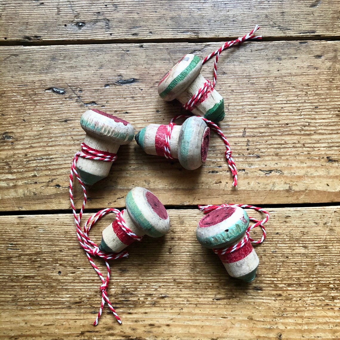 Set of Vintage French Spinning Tops Wooden Spinning Tops Etsy