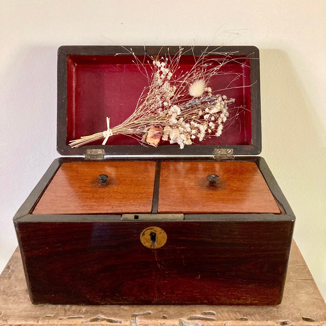 Antique Wooden Tea Caddy Mahogany Double Tea Caddy Victorian Etsy