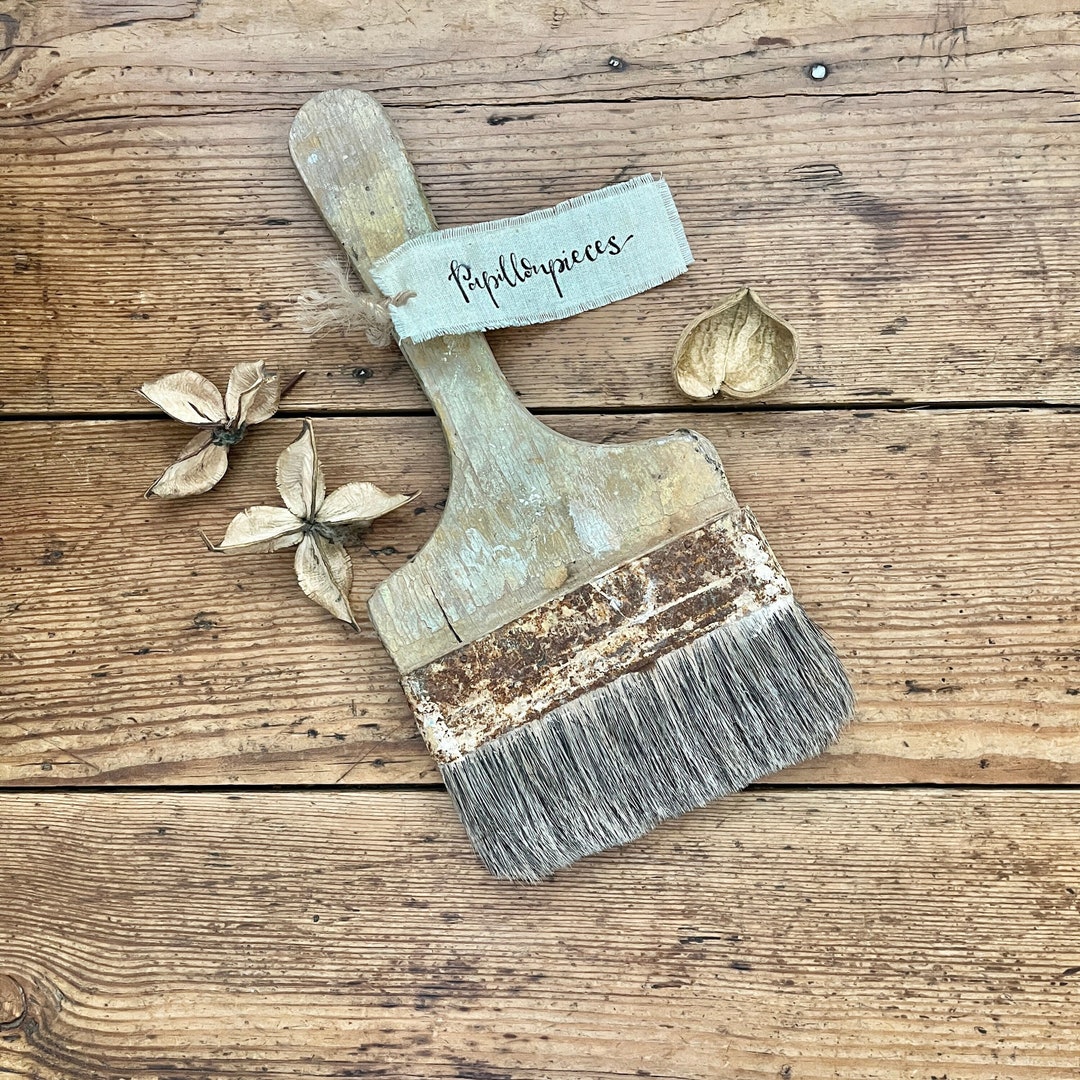 Vintage Paint Brush Pure Bristle Paint Brush Metal Banded Etsy