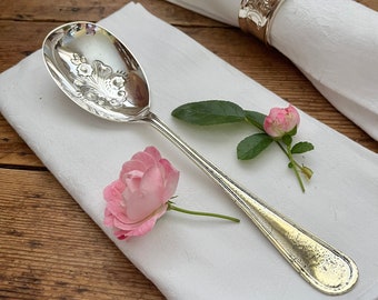 Antique Silver-plated Berry Spoon: Repousse Bowl, Thomas Ward