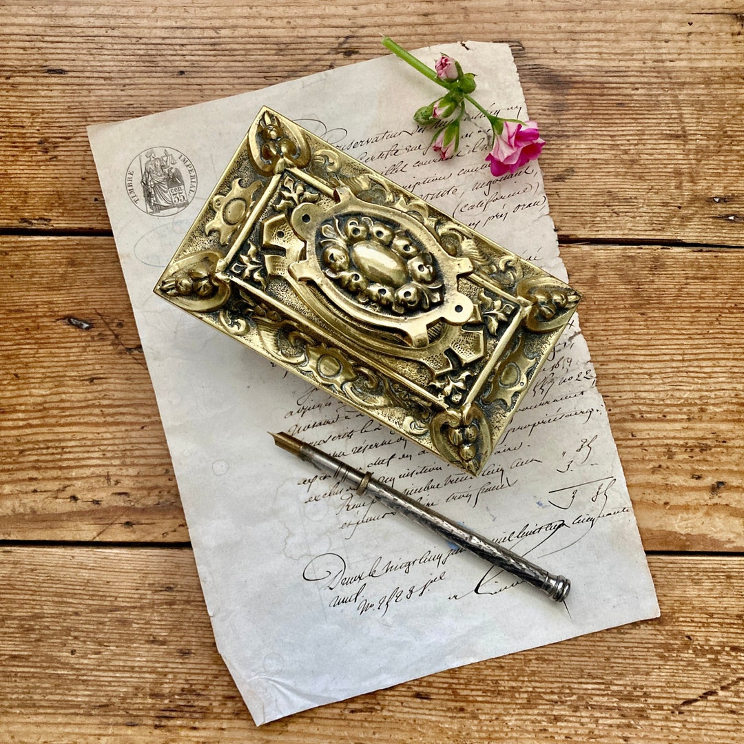 Antique French Brass Ink Blotter Vintage Ink Blotter Brass Etsy
