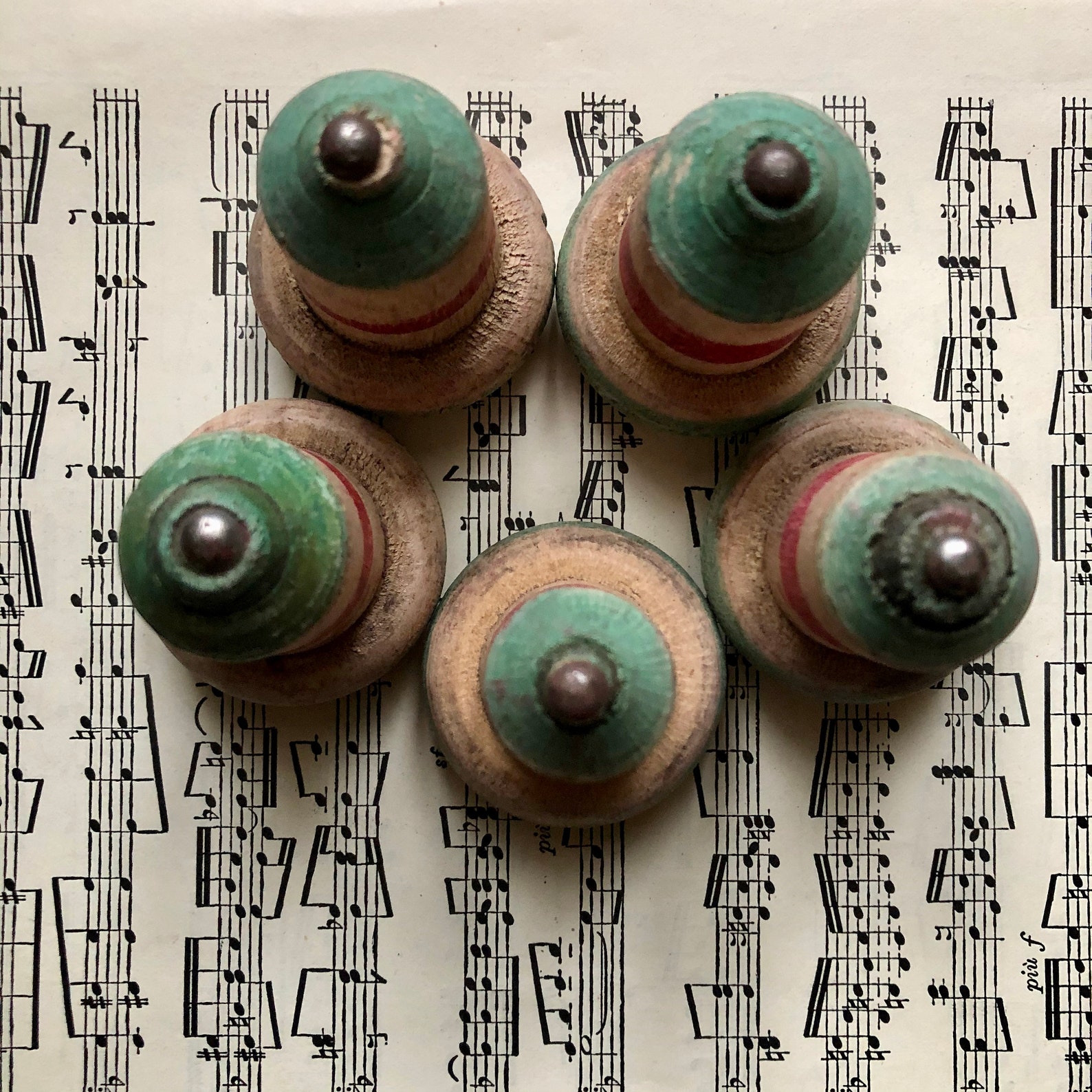 Set of Vintage French Spinning Tops Wooden Spinning Tops Etsy