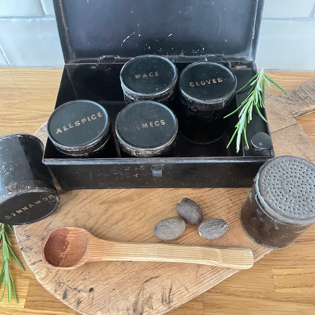Antique Toleware Spice Tin: Georgian/victorian Kitchen Decor - Etsy