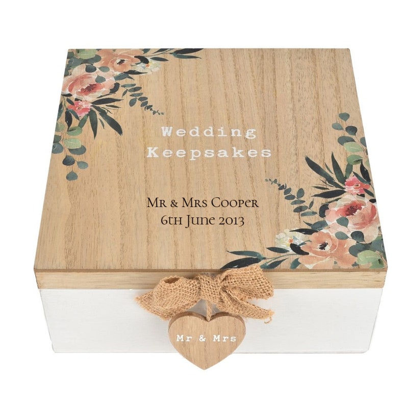 Personalised Wooden Wedding Day Keepsake Box Mr and Mrs image 1