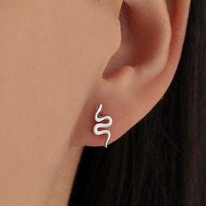 Small Snake Stud Earrings in Sterling Silver - Gold or Silver - - Sold as a Pair - Cute, Fun, Whimsical and Pretty Jewellery