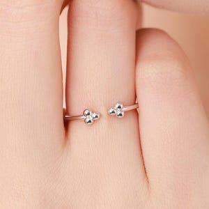 Sterling Silber drei Punkt Ring, verstellbare Größe Ring, drei Kugelring, Dreifaltigkeit Ring, offener Ring, Stapelringe