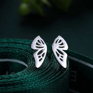 Half Butterfly Stud Earrings in Sterling Silver, Silver or Gold,  Butterfly Wing Earrings, Fun and Quirky Jewellery