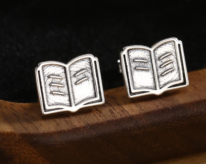 Book Earrings in Sterling Silver, Silver or Gold or Rose Gold, Fun and Quirky Gift for a Book Lover