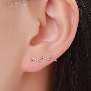 Zick-Zack Welle Crawler Ohrringe aus Sterling Silber