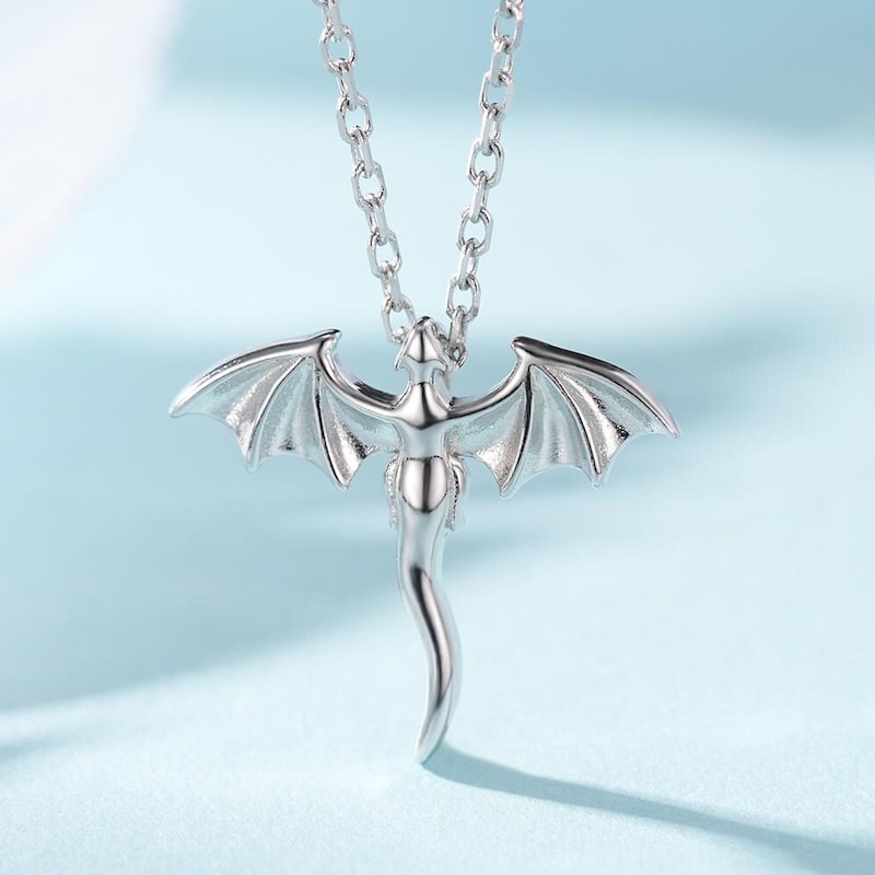 Tiny Dragon Pendant Necklace in Sterling Silver, Silver or Gold or Rose Gold, Flying Dragon Necklace,  Small Dragon Pendant