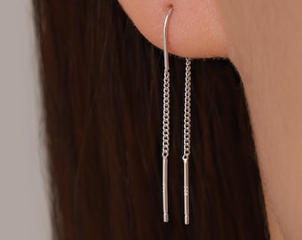 Sterling Silver Double Chain Threader Earrings