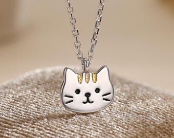 Tabby Cat Pendant Necklace in Sterling Silver, Cat Necklace,  Nature Inspired Jewellery, Ginger Tabby, Ginger Cat Necklace