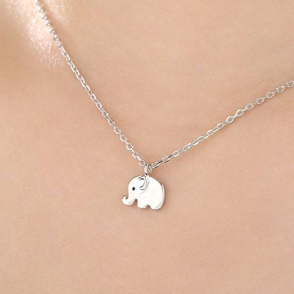 Petit collier avec pendentif bébé éléphant en argent sterling, argent ou or, collier bébé éléphant, cadeau pour un amoureux des éléphants