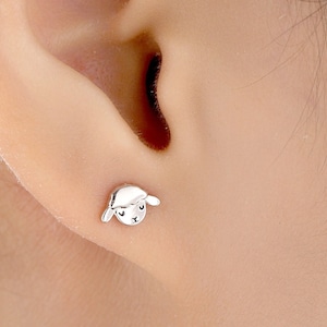 Cute Sheep Stud Earrings in Sterling Silver, Fluffy Sheep Face Earrings, Nature Inspired Sheep Head Earrings, Pet Lover