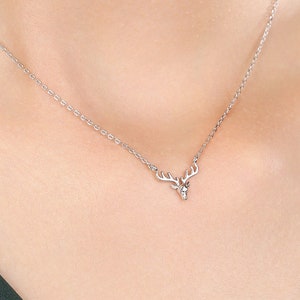 Stag Deer Necklace in Sterling Silver, Stag Head Necklace, Silver, Gold or Rose Gold - Cute Quirky and Fun Jewellery