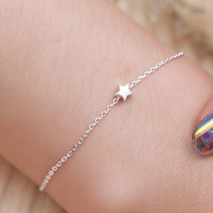Sterlingzilveren sterbedelarmband, één ster, twee sterren of drie sterren, zilver of goud of roségoud, sterbedelarmband, celestial