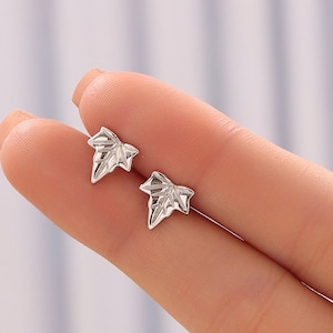 Ivy Leaf Stud Earrings in Sterling Silver, Silver, Gold or Rose Gold, Nature Inspired Leaf Earrings