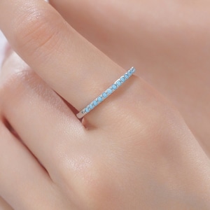 Sterling Silber Türkis Ring, Eternity Ring, Freundschaftsring, Skinny Ring, Stapelring, Natur inspiriert Schmuck