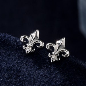 Sterling Silver Fleur De Lis Stud Earrings, Silver or Gold or Rose Gold, fleur-de-lis  Earrings, Floral Earrings,