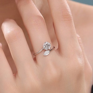Rose Wrap Ring in Sterling Silver, Flower Ring, Silver Rose Ring, Adjustable Size