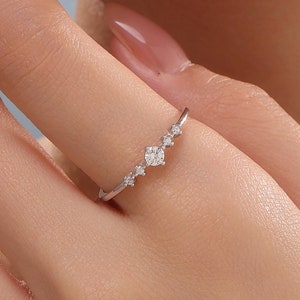 CZ Ring in Sterling Silver, Silver or Gold, Delicate Diamond Ring Ring, Size US 5 - 8