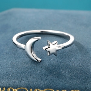 Moon and star open ring shop