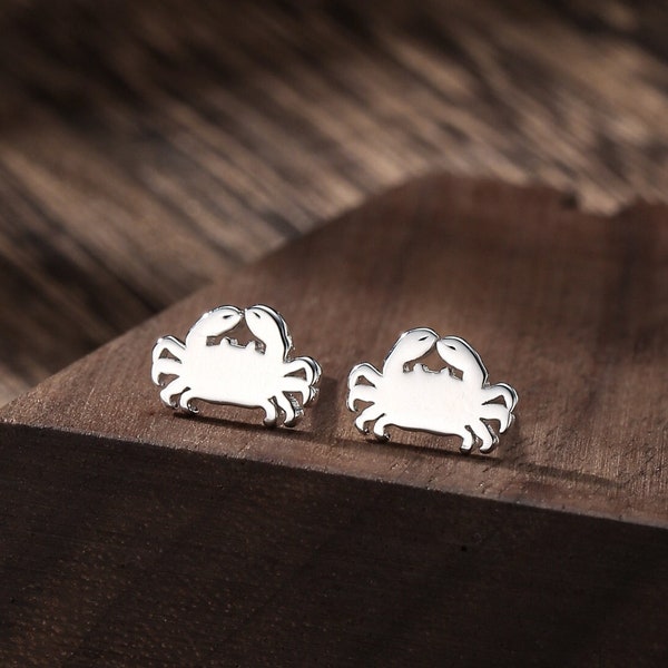 Little Crab Stud Earrings in Sterling Silver, Cute Fun Quirky Animal Jewellery, Jewelry Gift for Her, Animal Lover,  Nature Inspired