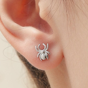 Spider Stud Earrings in Sterling Silver, Silver or Gold, Animal Earrings, Nature Inspired, Insect Earrings
