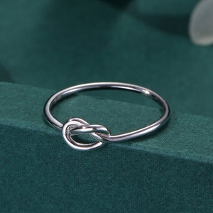 Sterling Silver Heart Knot Silver Ring, Stackable Ring, Infinity Ring,  Skinny and Delicate Ring US 5 - 8
