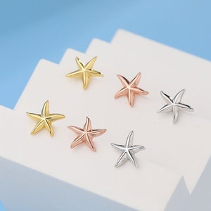 Tiny Starfish Stud Earrings in Sterling Silver, Silver, Gold or Rose Gold, Small Starfish Earrings, Star Fish Earrings, Sea Star Earrings