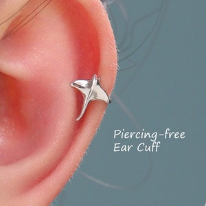 Piercing Free Manta Ray Ear Cuff in Sterling Silver, Silver Gold or Rose Gold, Sold as a pair, No Piercing Ear Cuffs