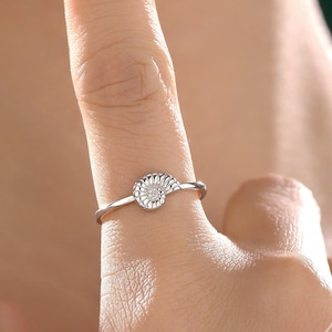 Sterling Silver Cute Little Ammonite Ring, Adjustable Size, Cute Ammonite Shell Ring, Dainty and Delicate, Shell Fossil Ring