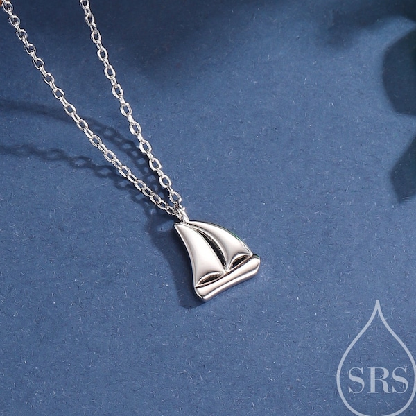 Sailing Boat Pendant Necklace in Sterling Silver, Silver or Gold, Boat Necklace, Sterling SIlver Boat Pendant