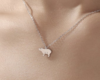 Tiny Capybara Pendant Necklace in Sterling Silver, Capybara Necklace,  Small Capybara Pendant, Silver or Gold