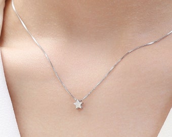 Extra Tiny Star Pendant Necklace in Sterling Silver,  Silver or Gold or Rose Gold, Extra Small Star Necklace