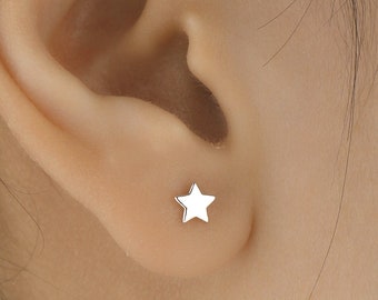 Tiny Star Stud Earrings in Sterling Silver, Dainty, Celestial Stud, Delicate and Pretty