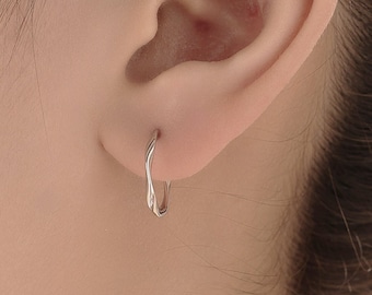 Small Mobius Hoop Earrings in Sterling Silver, Silver or Gold, SmallTwisted hoops, Twist Hoops