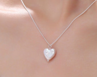 ☆ENGBROX☆ peace heart pearl necklace set EBNL23056SV ☆ENGBROX☆ peace heart pearl necklace set EBNL23056SV