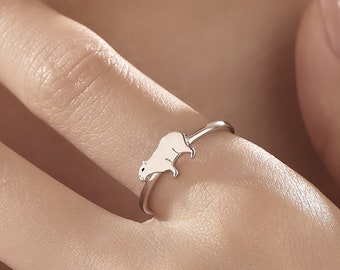 Anillo de carpincho en plata de ley, tamaño ajustable, lindo anillo de carpincho, anillo de animal acuático de plata de ley.