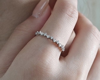 CZ Constellation Ring in Sterling Silver, Size US 5- 8, Skinny CZ Ring, Sterling Silver Star Ring