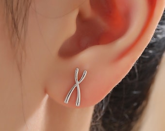 Pendientes de cromosomas en plata de ley, plata u oro, pendientes de cromosomas, pendientes de ADN X, regalo de ciencia