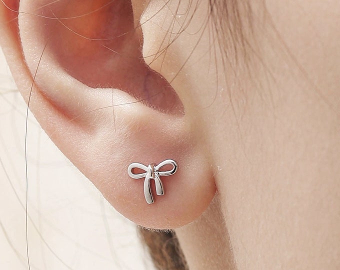 Silver Shimmer Bow Earrings