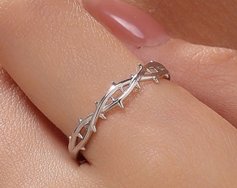 Anillo Simple Fino Rosa De Compromiso Para Mujer De Plata De Ley - Jewelry