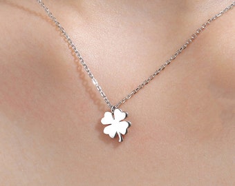 Tiny Shamrock Pendant Necklace in Sterling Silver, Silver or Gold, Silver Shamrock Necklace, Irish Jewellery